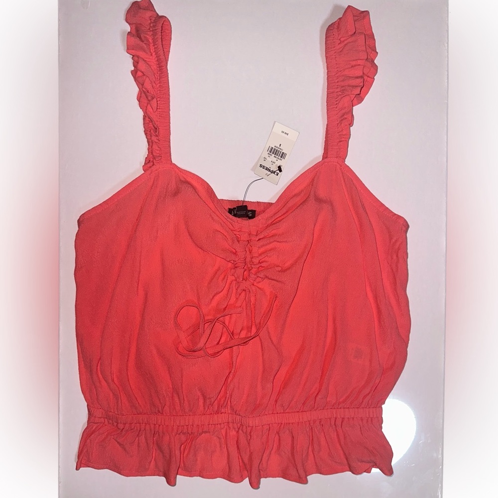 COPY - Fun and Flirty Coral Ruffle Crop Top Blouse